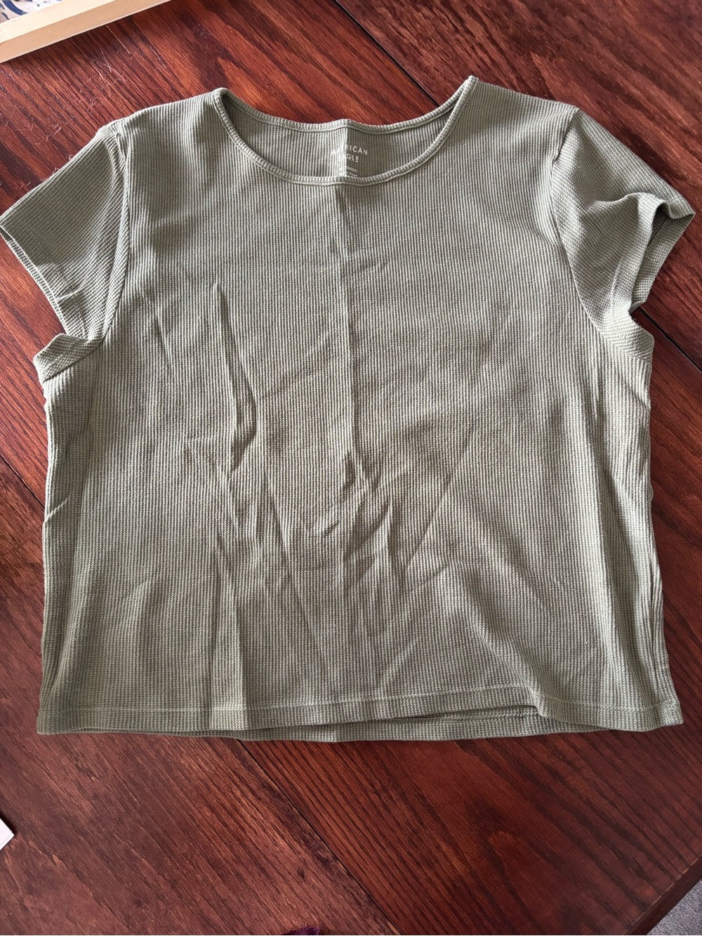 American Eagle Outfitters Olive Ribbed Short Sleeve Tee